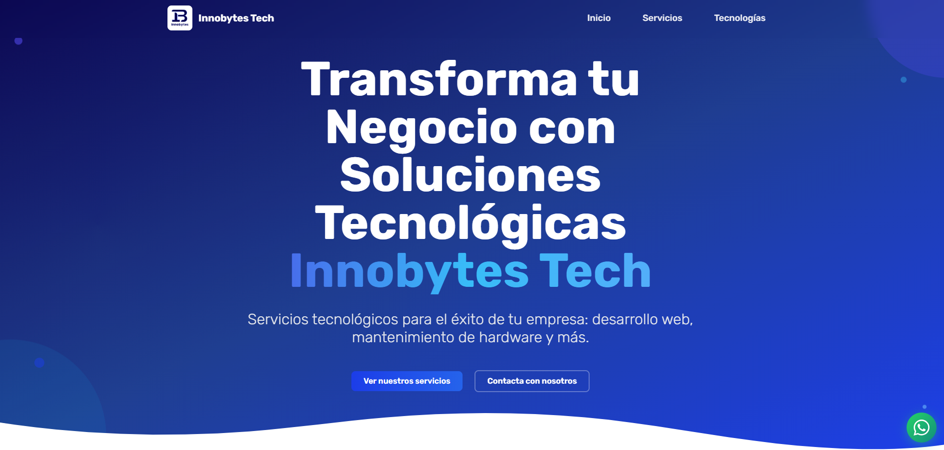 Landing page de Innobytes Tech