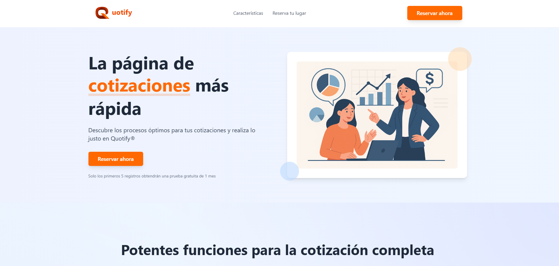 Landing page de espera para el SaaS Quotify